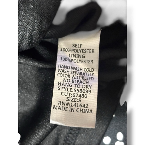 She + Sky Black and White Polka Dot Ruffled Front Tie Long Sleeve Mini Dress - Picture 13 of 16